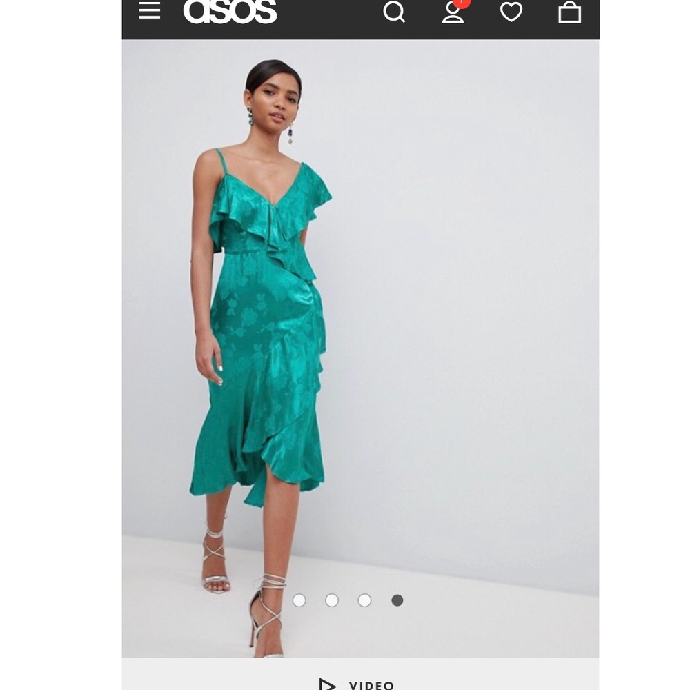 Ruffle midi satin dress